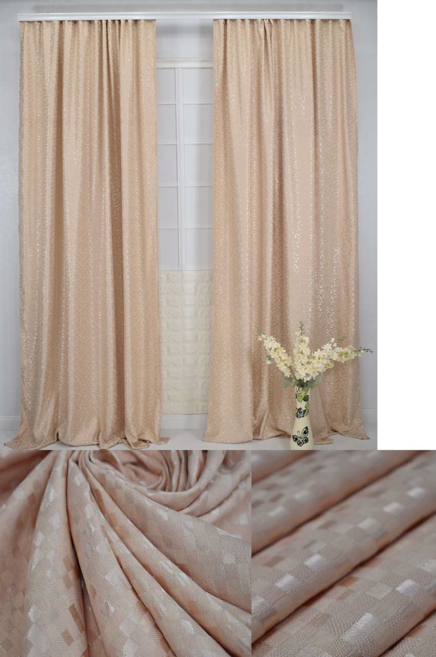 Готові Портьєри Мультилюкс "Піксель" (Беж)