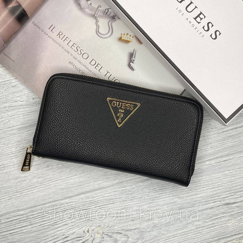 Жіночий брендовий гаманець на блискавці Guess (1858) black