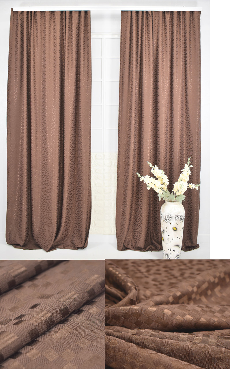 Готові Портьєри Мультилюкс "Піксель" (світло коричневий)