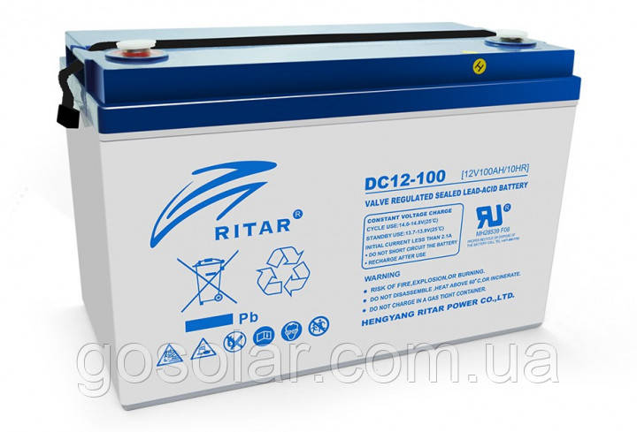 Акумуляторна батарея 100 Ah AGM Ritar DC12-100 Gray Case 12V