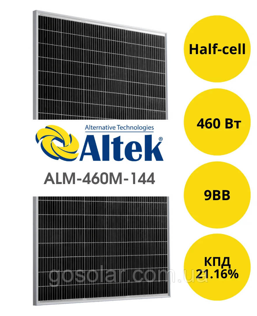 Altek 460W фотомодуль електричний під зелений тариф Альтек ALM-460M-144 460Вт 9ВВ