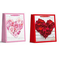 Пакет подарочный бумажный Stenson Heart roses XL, 12шт/упак., 88585-XL