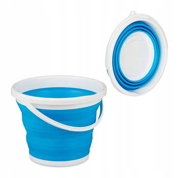 Складне силіконове відро 10 л Collapsible Bucket, Синє / Відро туристичне кругле