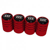 Колпачки на ниппель для автомобиля Ауди Alitek Long Red Audi, 4 шт