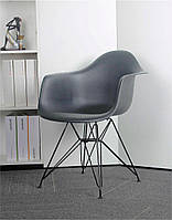 Кресло Leon BK-ML серый 21 на черных металлических ножках, Eames DAR Armchair