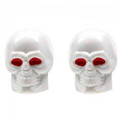 Ковпачки на ніпель для велосипеда, мотоцикла, скутера Alitek Череп White, 2 шт.