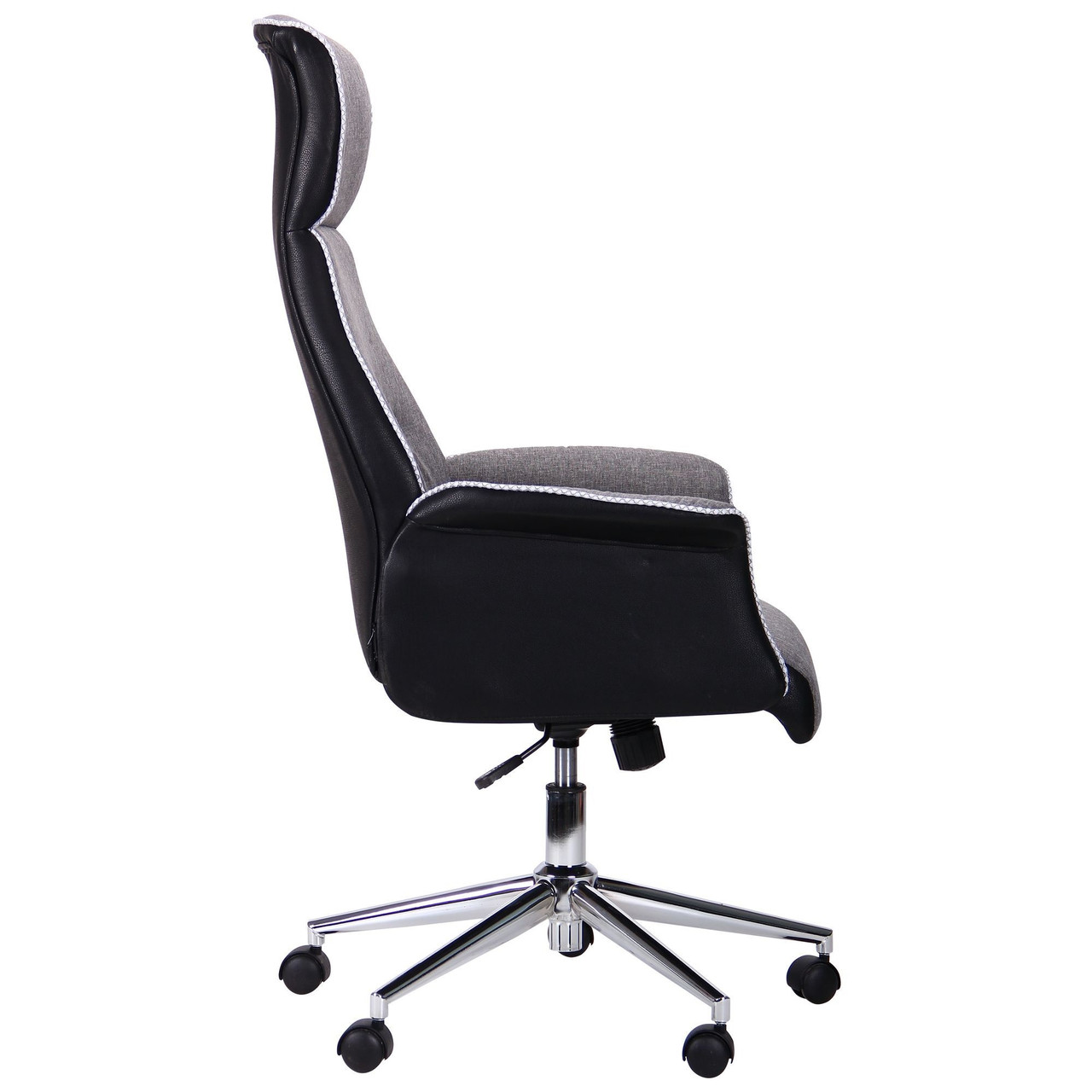 Кресло офисное с высокой спинкой AMF Brooklyn хром Светло-серый черный - фото 4 - id-p1476205603