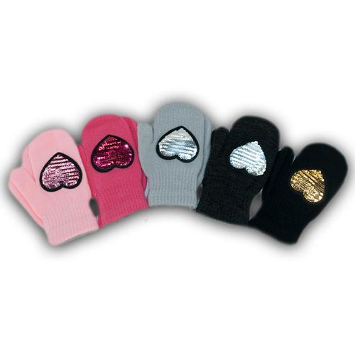 ОПТ Варежки з паєтками одинарні, р. 15 (7-8 років), виробник Польща (12шт/набір), фото 1