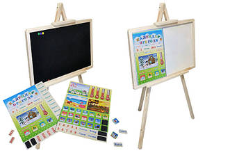 Набір Мольберт шкільний двосторонній "Тринога", магнітний з календарем природи