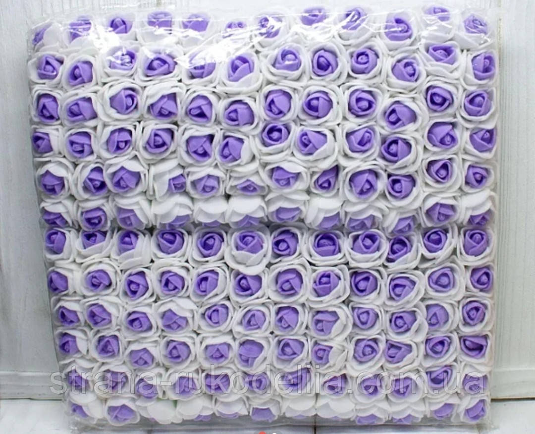 Розы из латекса ( фоамирана ) 2 см , белый + фиолетовым - фото 2 - id-p1476224441