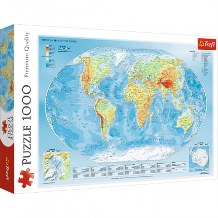 Пазл 1000 Trefl Карта Світу (Physical Map Of The World), фото 2