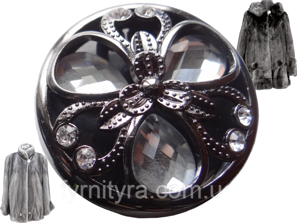 Шубний ґудзик 38mm, black, No035, фото 1