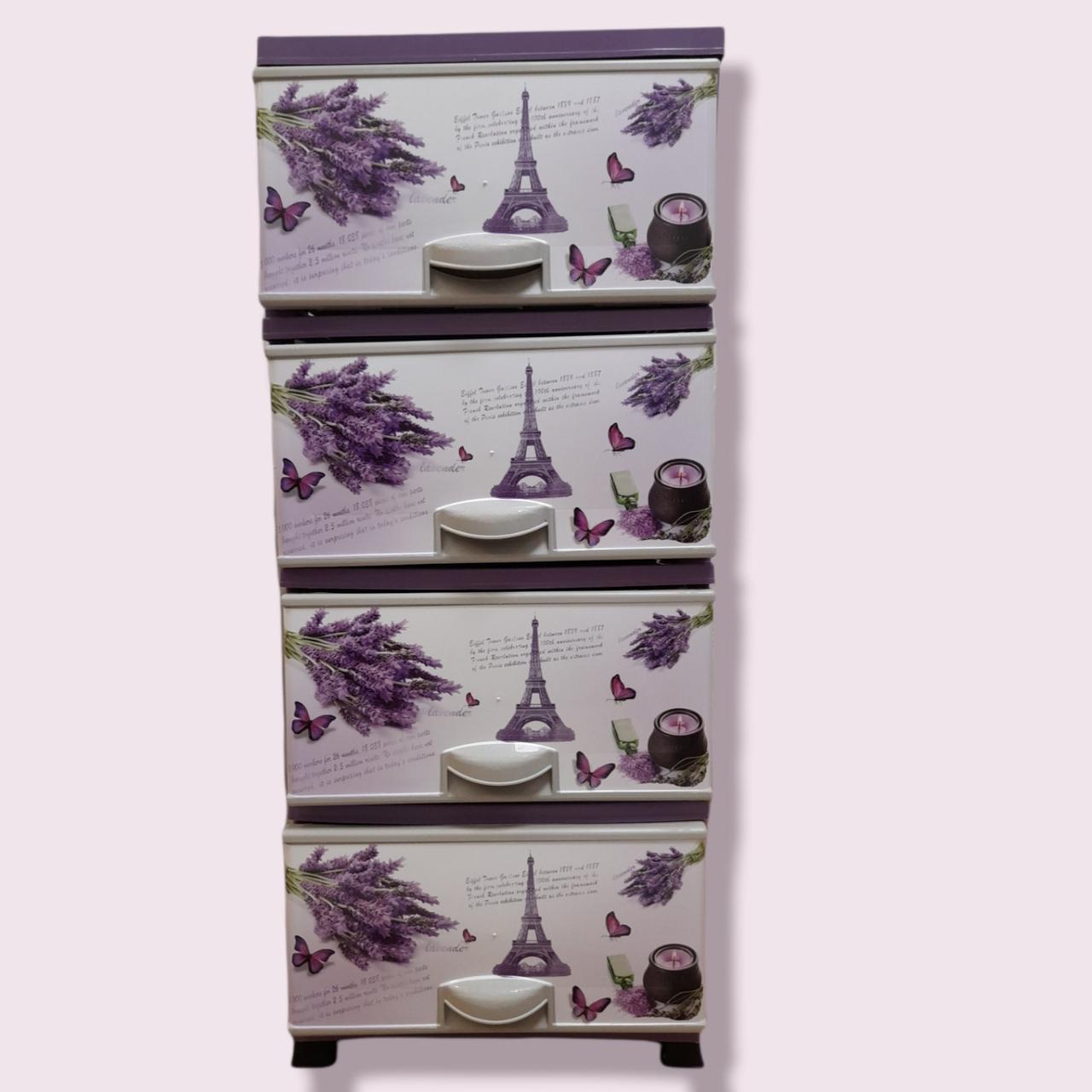 Комод пластиковий 4 ящики з малюнком Ейфелева вежа/ELIF. Туреччина/