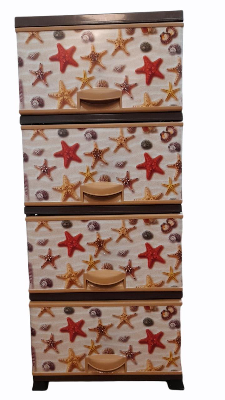 Комод пластиковий 4 ящики з малюнком Морські зірки/ELIF. Туреччина/