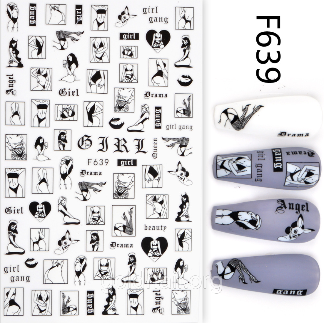 Слайдер, наклейка для дизайну нігтів F-639