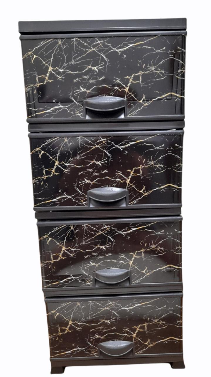Комод пластиковий 4 ящики з малюнком Чорний мармур/ELIF. Туреччина/