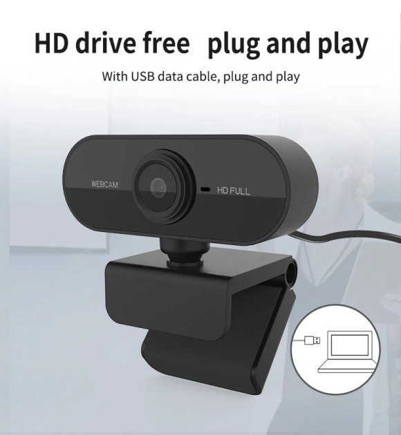 USB-веб-камера з мікрофоном Wsdcam 1080p HD, кут огляду 130 градусів