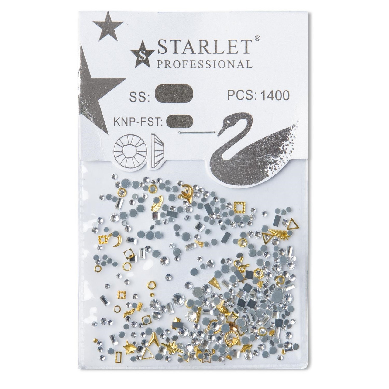 Декор для нігтів Starlet Professional, стрази, фігурки півмісяць, 1400 шт