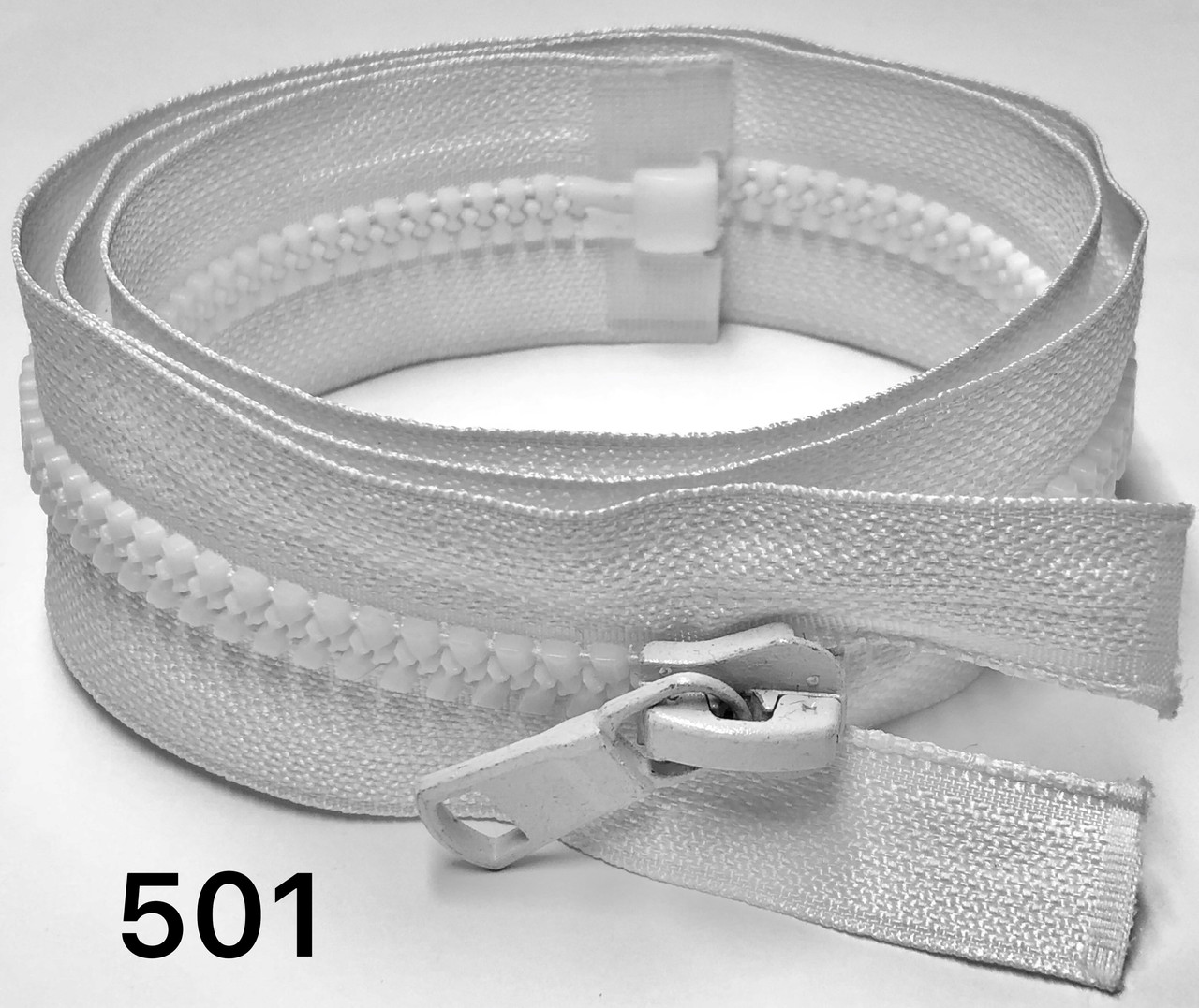 Роз'ємна блискавка тракторна Тип 8 Косий Зуб 90 см Білий, фото 1