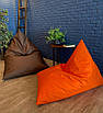 Лежак мішок груша "Піраміда" зручний для квартири, для дачі 75х100 в тканини велюр/рогожка оранжевого кольору, фото 2