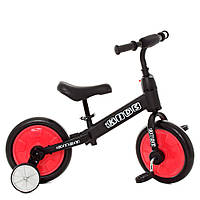 Беговел велобег толокар детский с дополн.колесами и педалями PROFI KIDS M 5452-1 колеса 12 дюймов EVA /красный