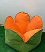 Крісло пуф "Квітка" м'яке для дітей і дорослих зелене з помаранчевим в тканини рогожка/велюр, фото 2