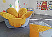 М'яке крісло, пуф "Квітка" зручне для дітей і дорослих жовте з сірим в тканини велюр/рогожка, фото 2
