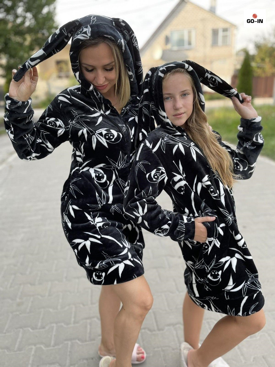 Махровий халат жіночий на блискавці короткий із вухами заєць 40-48 р.