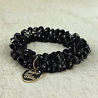 Резинка для волос Fashion Jewelry Черная на волосы и руку браслет с стразами и камнями прочная + подарок