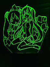 Акриловий світильник-нічник Хацуне Міку зелений tty-n000899