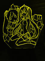 Акриловый светильник-ночник Хацунэ Мику желтый tty-n000901