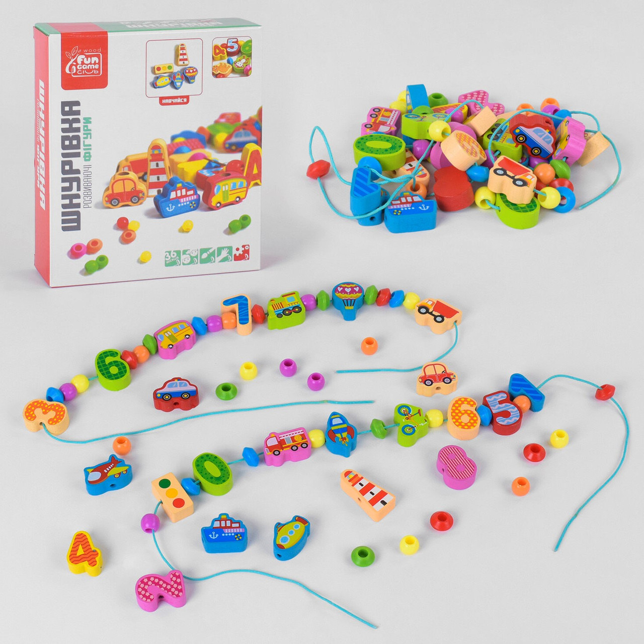 Гра дерев'яна Шнурівка Fun Game (укр) арт.35852, фото 1