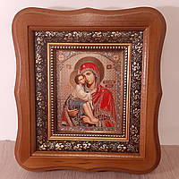 Икона Святой Богородицы Донская, лик 10х12 см, в светлом деревянном киоте
