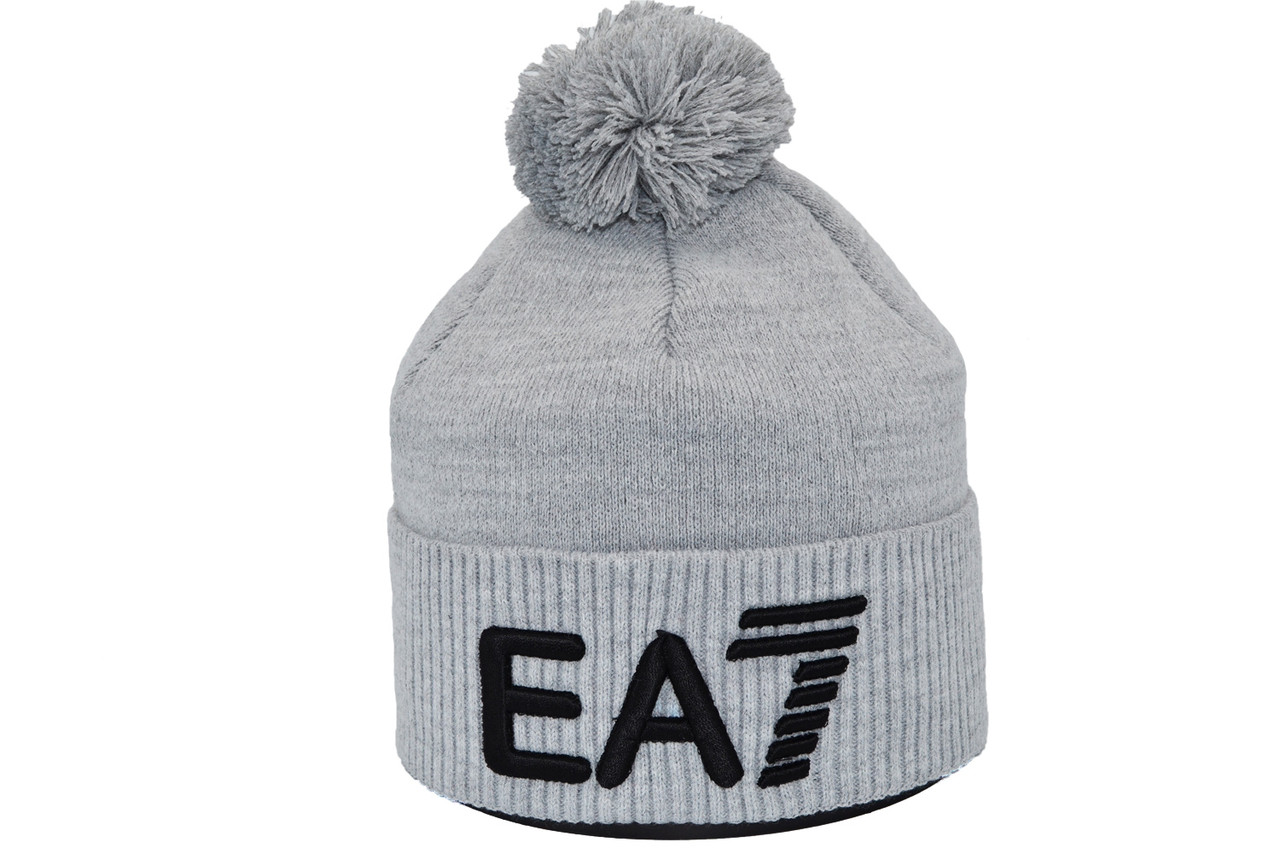 Шапка з помпоном Flexfit Armani Exchange 53-57 см светло-серая (F-0918-425)