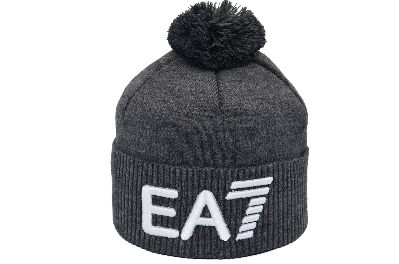 Шапка з помпоном Flexfit Armani Exchange 53-57 см темно-серая (F-0918-426)