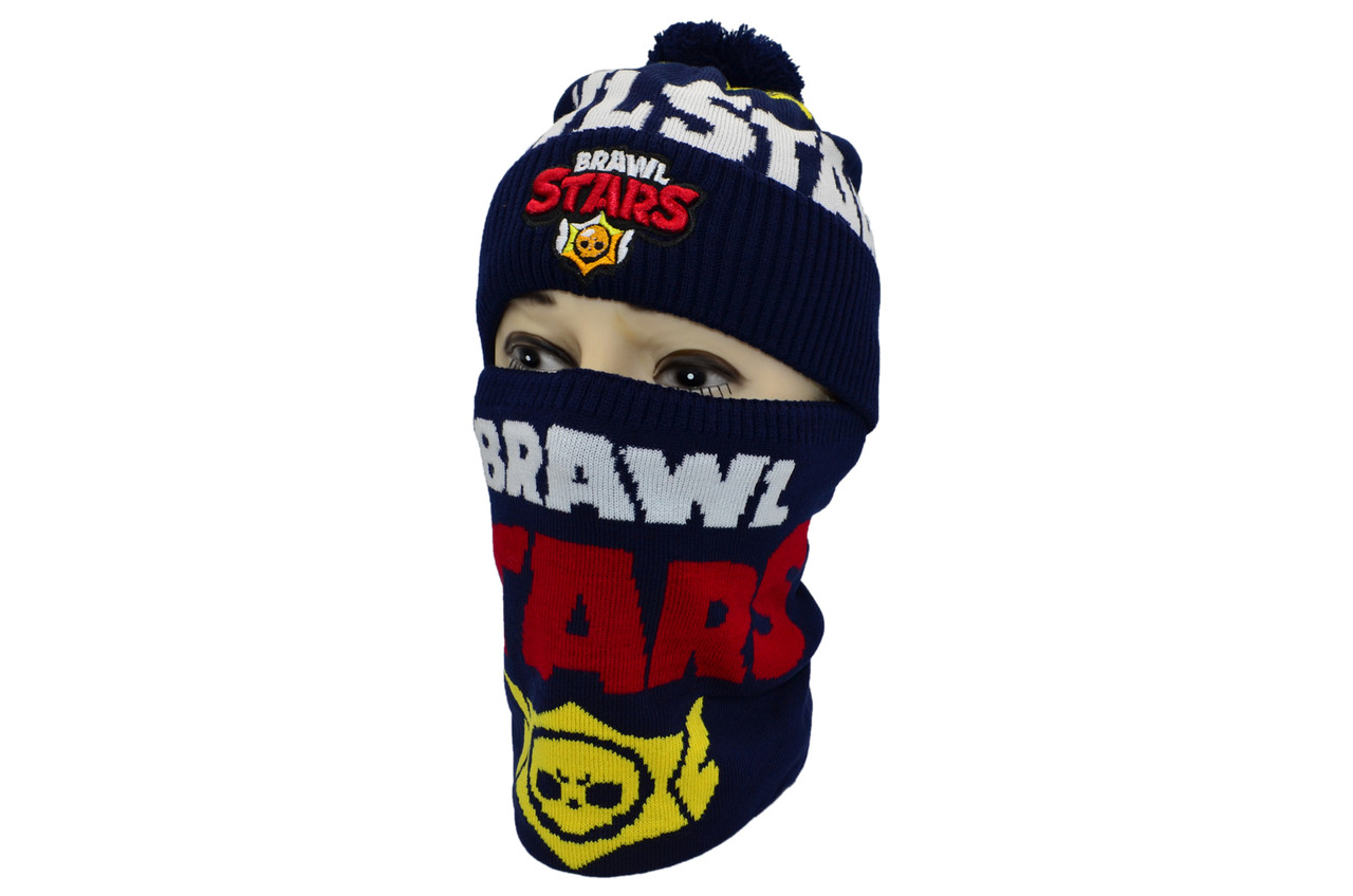 Комплект Flexfit шапка з помпоном и снуд Brawl Stars Темно-синий (F-0918-431)