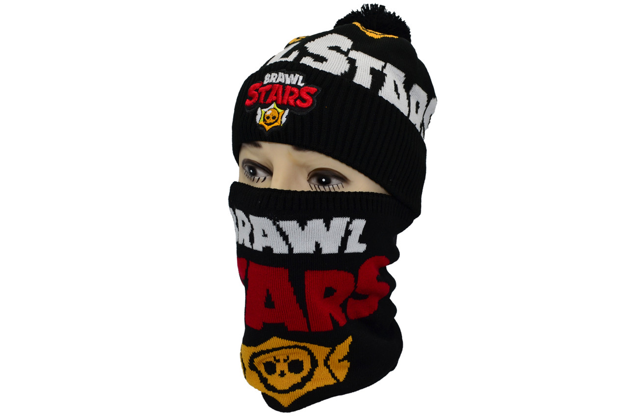 Комплект Flexfit шапка з помпоном і снуд Brawl Stars Чорний (F-0918-432)