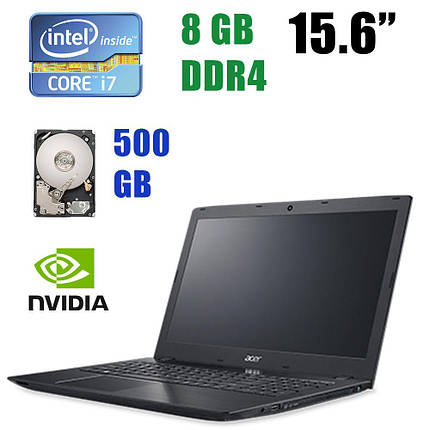 Acer Aspire E5-575G-73AA / 15.6" (1920x1080) / Intel Core i7-7500U (2(4) ядра по 2.70-3.50GHz) / 8GB DDR4 / 500 GB HDD / nVidia GeForce 940MX 4 GB, фото 1