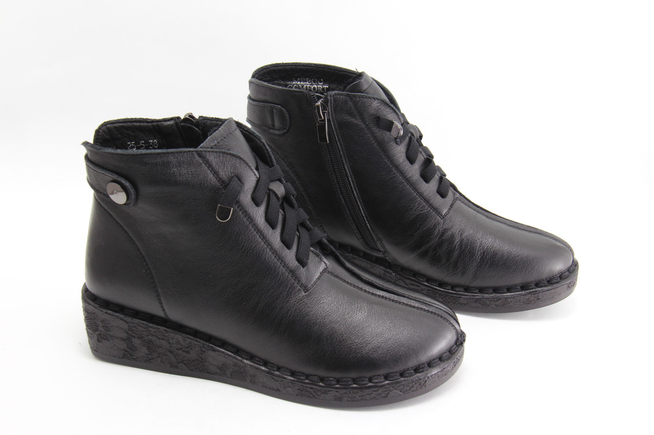 Ботинки жіночих MeegoComfort 25-5-black чорні на танкетці