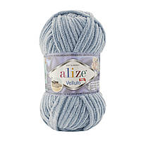 Alize VELLUTO (Веллуто) № 428 сірий (Пряжа велюр, нитки плюшеві для в'язання)