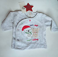 Новорічна велюрова кофта для новонародженого малюка 50 зріст Cool club