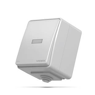 VIDEX BINERA IP65 Вимикач зовнішній одноклавішний з підсвічуванням сірий