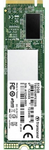 Твердотільний диск M.2  512GB Transcend 220S   NVMe PCIe Gen3 x4, 3D NAND, Read: 3500MB/s Write: 2500MB/s