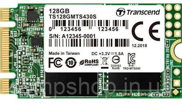 Твердотільний диск M.2 128GB Transcend 430S SATA 3, 3D NAND, up to 560/350 MB/s (TS128GMTS430S) (код, фото 1