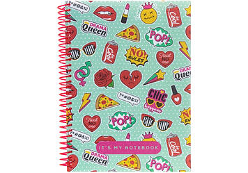 Блокнот пруж. A5 80арк. кліт. пласт. обкл. "Optima" Pattern 30 №O20832-30(5)(50)