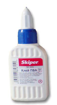 Клей ПВА, 50 мл, суперковпачок, Skiper, SK-50U