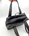 Чорна жіноча сумка саквояж для ділових леді класична модна сумочка з довгими подвійними ручками на плече, фото 5