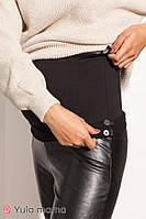 Теплі штани-лосини для вагітних з еко-шкіри Elle warm чорні, розмір S
