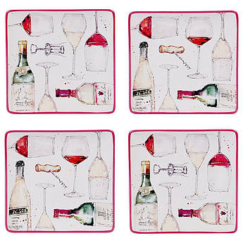 Набір із 4-х обідніх тарілок з малюнками "Свято молодого вина" Certified International