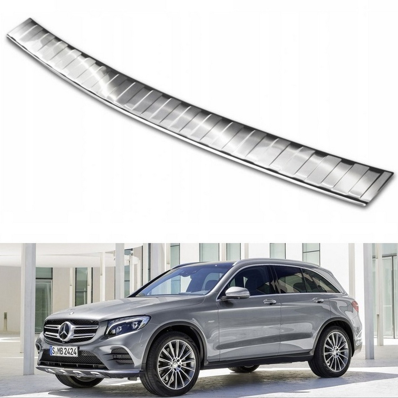 Захисна накладка на задній бампер для Mercedes-Benz GLC X253 2015-2019, LIFT 2019-2022 /нерж.сталь/